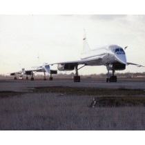 Colour Photograph Of 3 Concordes taxiing after Final Commercial Landings