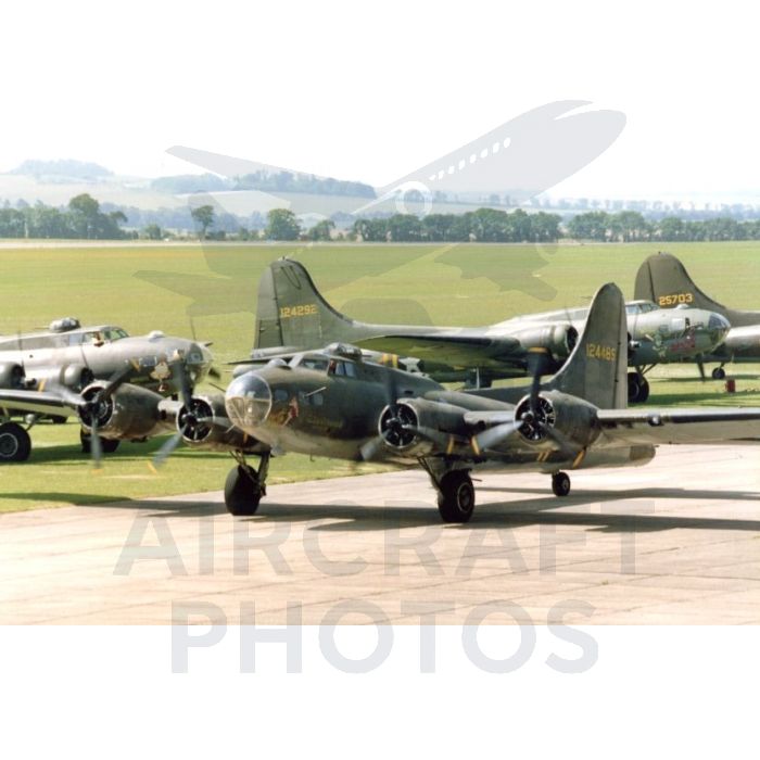 Four B-17 Flying Fortress bombers taxiing during Memphis Belle filming – photo by Stuart H Bourne
