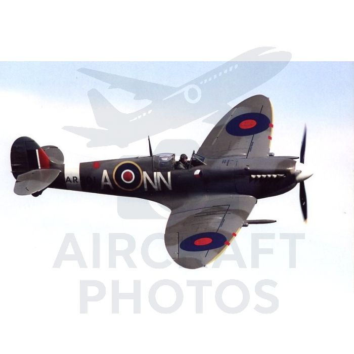 Supermarine Spitfire Mk Vc AR501 “AN-V” in flight Elliptical wings Aviation Print by Stuart H Bourne